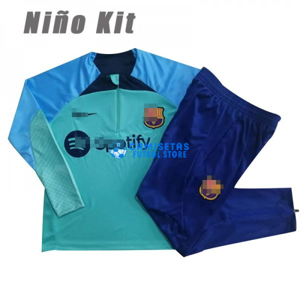 Sudadera De Entrenamiento Barcelona 2022/2023 Niño Kit Verde/Azul